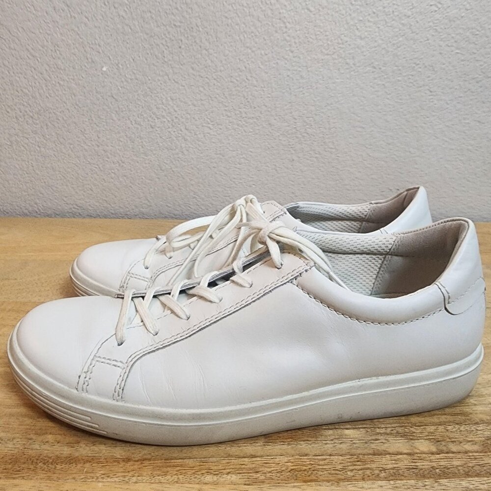 Ecco Soft 7 Shoes Womens Size 9 9.5 White Leather Lace Up Comfort Walking - Picture 5 of 13